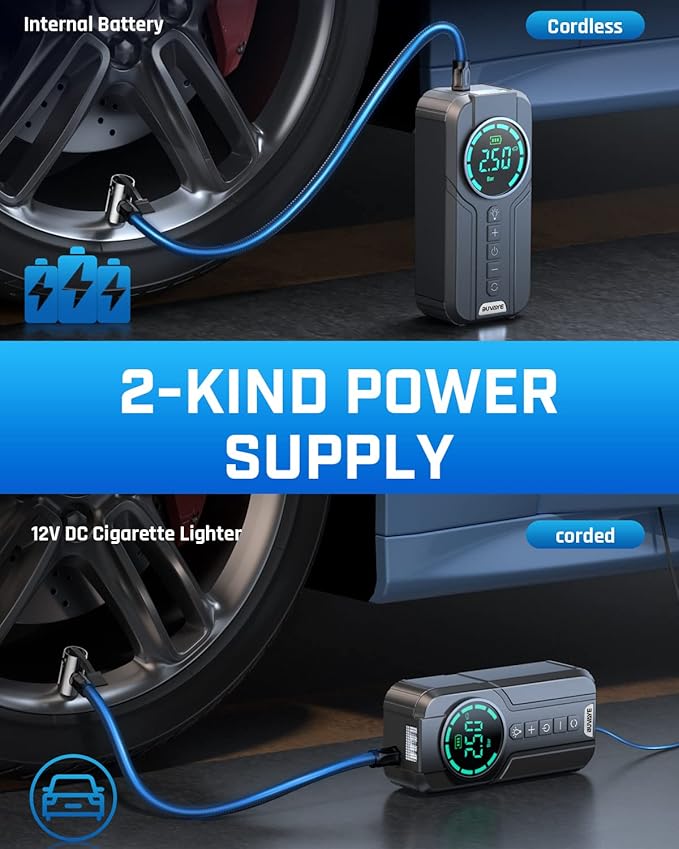 Portable Smart Tire Inflator 150PSI – Rechargeable Digital Air Pump with Auto Shut-Off