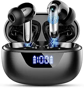 Wireless Bluetooth 5.3 Earbuds – 48H Playtime Stereo Headphones with ENC Mic & LED Charging Case (IP7 Waterproof)