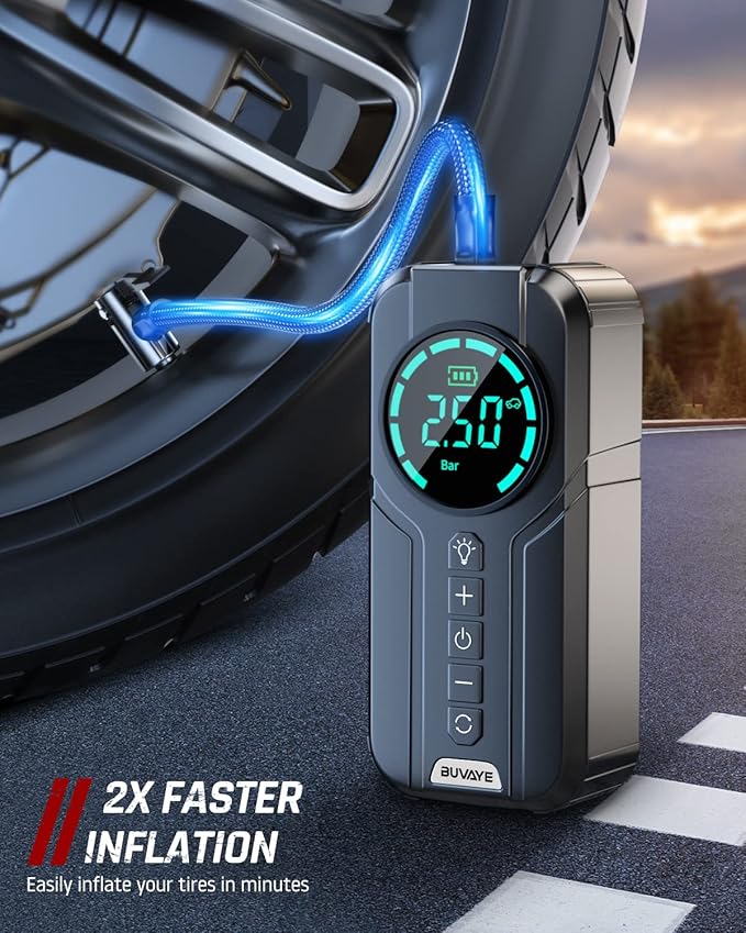 Portable Smart Tire Inflator 150PSI – Rechargeable Digital Air Pump with Auto Shut-Off