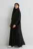Women’s Ramadan Abaya – Hooded Jilbab, Smocking Sleeve Islamic Dress, Modest Black Robe