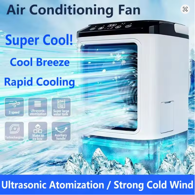 Portable Mini Air Cooler Fan 3-in-1 with Mist & 7 LED Lights