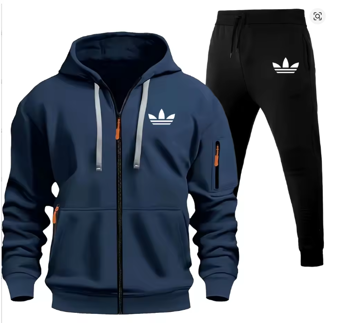 Men’s Adidas Graphic Print Tracksuit: 2-Piece Hooded Jogging Set