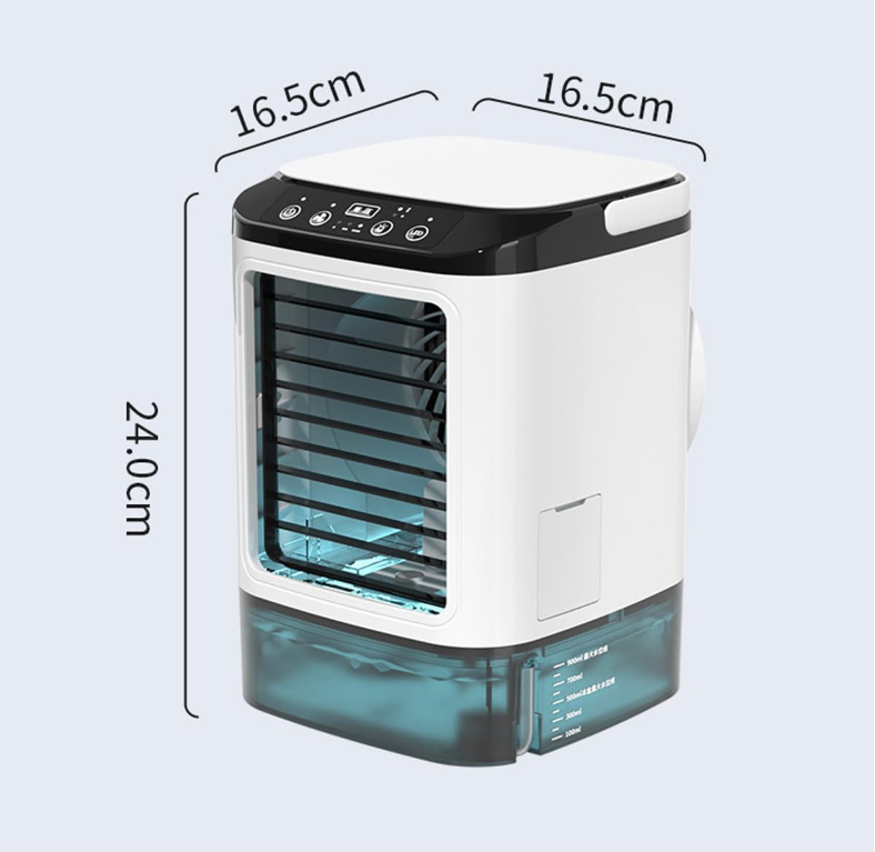 Portable Mini Air Cooler Fan 3-in-1 with Mist & 7 LED Lights