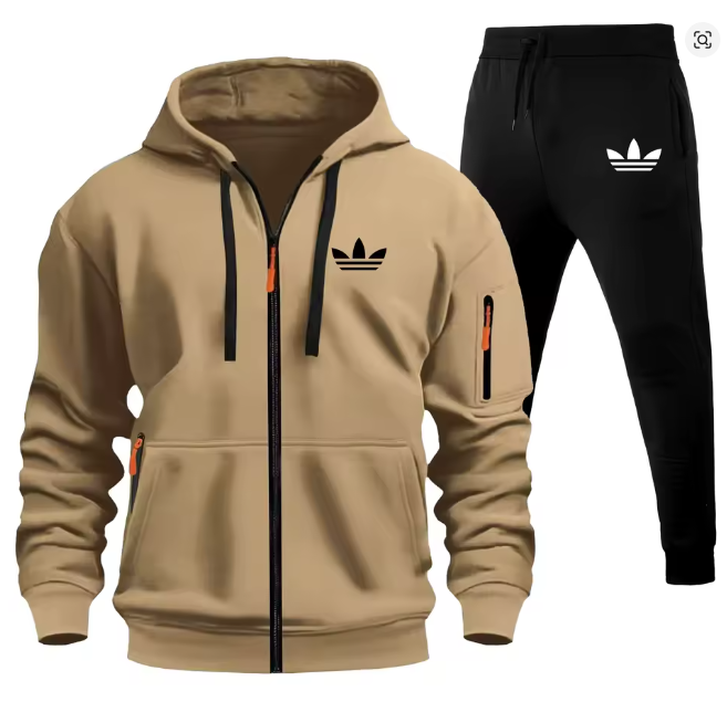 Men’s Adidas Graphic Print Tracksuit: 2-Piece Hooded Jogging Set