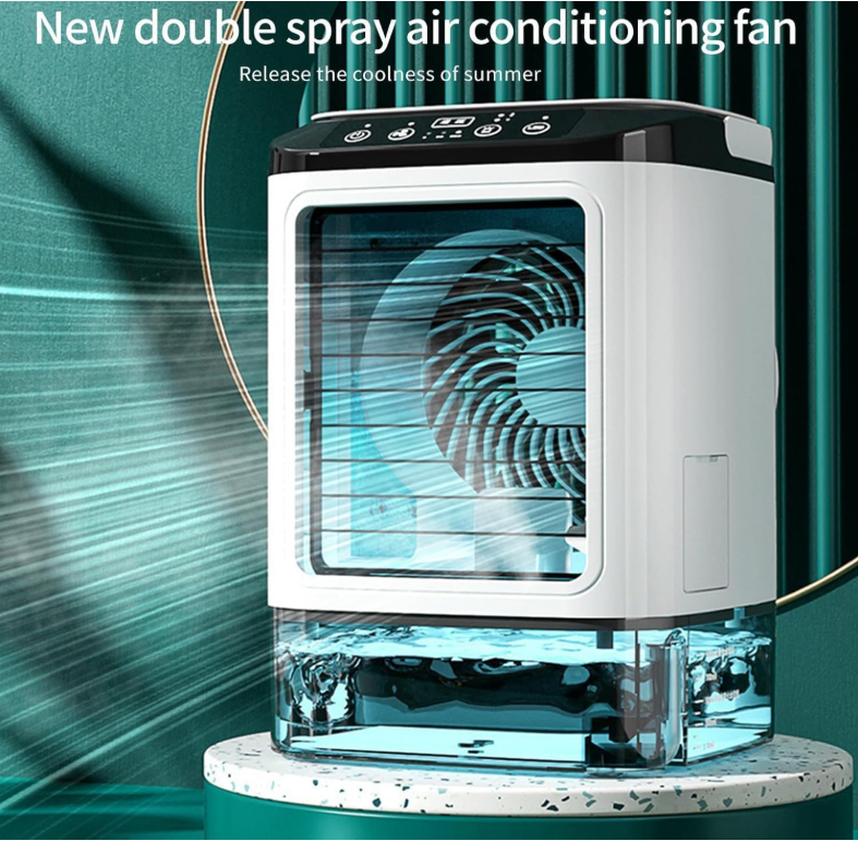 Portable Mini Air Cooler Fan 3-in-1 with Mist & 7 LED Lights