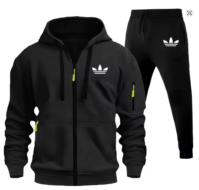 Men’s Adidas Graphic Print Tracksuit: 2-Piece Hooded Jogging Set
