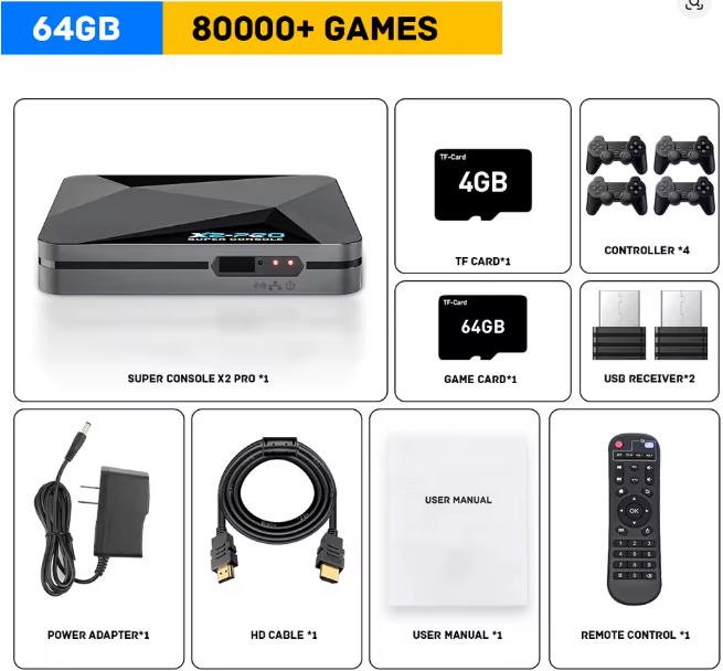 Kinhank Super Console X2 Pro Retro Game Console 80,000 Games