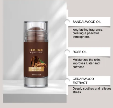 Sandalwood Solid Perfume Balm – Long-Lasting Alcohol-Free Fragrance Stick